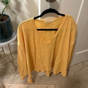 We The Free V-Neck Waffle Knit Sweatshirt